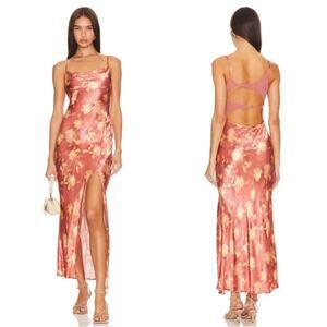 BEC + BRIDGE Margot Split Lumen Floral Red Midi Dress Size 10